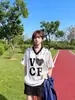 2026 Verão Novo Produto Menina Doce Simples Solta Manga Curta Camiseta Nova Carta Casual Manga Curta Casal Tops