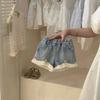 Traje de Verano para Niñas 2025 Nuevo Estilo Coreano Bebé Niña Verano Chaleco Calado Camisola Top Jeans Conjunto de Dos Piezas