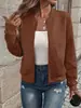Outono de 2026 Transfronteiriço Amazon Europeu e Americano Roupas Femininas Nova Moda Xadrez Zíper Gola Redonda Manga Longa Jaqueta Feminina