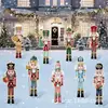 9 Piezas Señales de Estaca para Jardín de Navidad Cascanueces Decoración Exterior de Invierno Césped Camino Jardín Señales de Estaca para el Suelo