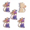 Accesorios de Gato de Esmalte con Estampado Lindo de Dibujos Animados Llavero DIY Colgante de Arete Encanto de Aleación W631