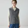 Chaleco cárdigan de cachemira para mujer sin cuello, de doble capa, engrosado, adecuado para usar en capas, nuevo estilo otoño e invierno, prenda exterior suave y amigable con la piel