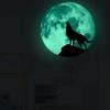 Q001 Pegatinas de pared creativas de luna luminosa, pegatinas decorativas de Halloween, pegatinas de pared autoadhesivas de lobo luminoso