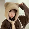 Chapéu de Pelúcia para Mulheres, Chapéu de Urso Fofo, Novo Estilo de Inverno, Aba Larga, Proteção para Orelhas, Aquecimento ao Ar Livre, Pelo Sintético de Coelho para Proteger do Frio