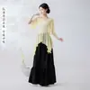 Top de Danza Clásica, Ropa de Punto para el Día a Día, Mono de Ballet Cola de Pescado que Ceñe la Cintura, Blusa con Mangas de Campana, Conjunto de Práctica de Danza Clásica