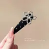 Presilha de cabelo fofa estilo coreano de desenho animado ins 2026 para mulheres, presilha jacaré floral retrô elegante, acessório de cabelo com estampa de leopardo na cor café