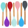 Espátula de Silicone com Cabo de Madeira Conjunto de Utensílios de Cozinha Espátula de Faia Colher Utensílios de Cozinha Kit de Confeitaria Espátula Pincel de Óleo Batedor de Ovos