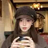 Gorra octogonal de retazos estilo retro para otoño e invierno para mujer, versión coreana, cálida, moderna, versátil y a la moda, tipo boina