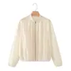 Venta al por mayor para comercio exterior 2026 Moda europea y americana holgada con cremallera cuello alto plisada chaqueta bomber para mujer M87076