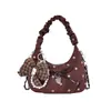 Bolso de mano de alta gama con pliegues en forma de nube para mujer, nueva colección 2026, con una delicada correa de cadena, un acabado mate vintage y diseño cruzado.