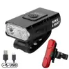 Luz de Bicicleta T6 Farol de Liga de Alumínio Luz Forte Lanterna de Ciclismo Equipamento Luz para Ciclismo ao Ar Livre Conjunto de Luzes Dianteira e Traseira USB