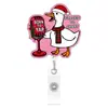 Estilo Navideño Ganso Tonto GOOSE Acrílico Divertido Brillo Clip de Insignia Retráctil Portatarjetas Tarjeta de Identificación Hebilla Deslizante
