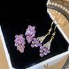 Pendientes de Flor y Hoja Incrustados con Diamantes Estilo Retro Lujo Ligero, Pendientes Geométricos de Moda, Exquisitos, de Gama Alta para Mujer