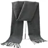 Cachecóis de Lã e Cashmere para Outono e Inverno, Atacado do Fabricante, Nova Moda Cor Sólida, Design com Franjas, Unissex, Comprimento Médio
