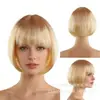 Peluca Transfronteriza para Mujer de Pelo Corto que No Necesita Esperar a que se Fije, Peluca de Cabeza Completa con Flequillo, Estilo Bobo Colorido, Venta al por Mayor de Pelucas Estudiantiles de Halloween