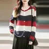Suéter tejido de retazos estilo retro coreano estilo Hong Kong, chaqueta cárdigan de manga larga para mujer, nuevo top suéter de principios de otoño 2026