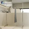 Arara de Chão Móvel para Loja de Roupas Prateleira de Chão com Rodas Cabideiro para Roupas Masculinas e Femininas Aço Inoxidável Secador de Roupas e Chapéus