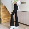 Pantalones Negros Micro-Acampanados para Mujer 2024 Primavera Nuevos Elásticos de Cintura Alta Ajustados Estilizan la Figura Nueve Puntos Ropa de Exterior Leggings