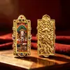 Tangka Requintado Dourado Frente e Verso Gahu Oito Grandes Protetores Pingente Talismã de Buda Portátil