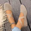 Zapatos de Cuña con Tira Cruzada Negro Mate Primavera/Verano 2025 Cómodos Suela Suave Boca Baja Zapatos de Mujer Versátiles para Ir al Trabajo