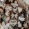 Paquete de Pegatinas de Encaje PET Momo, Serie de Encaje Blanco Liso, Pegatinas Decorativas de Borde Versátiles Vintage para Diarios y Álbumes de Fotos