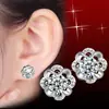 Versão coreana de brincos de prata de flor eterna para mulheres moda temperamento Diamante flores pequenas e frescas joias de fungo branco vazadas vendas diretas