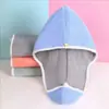 Gorro de microfibra de coral súper absorbente para secar el pelo, adulto, estudiante, niños, con punta cerrada, borde de toalla de secado rápido, pelo largo, doble capa