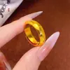 Anel Liso com Costas Arredondadas em Latão Banhado a Ouro, Anel Largo Ajustável Simples para Homens e Mulheres, Moda de Luxo Leve