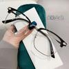 Nuevo Estilo Personalizado Negocios Cejas Cuadrado Metal Corto de Vista Montura Gafas Artístico Hombres Popular en Internet Montura Gafas Planas Ojos Luz Azul
