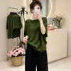 Talla Extra Estilo Coreano Hermoso Diseño Manga Corta Tejido Top Mujer Verano 2026 Nuevo Estilo MM Gordita Holgado Temperamento Casual Top
