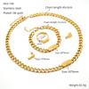 Cadena Cubana de Acero Inoxidable Europea y Americana Transfronteriza Oro de 18K Collar Pulsera Aretes Juego de Joyería Moda Joyería de Acero de Titanio