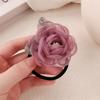 Nuevo Anillo para el Cabello de Flor Rosa de Malla Estilo Chanel Pequeño Cuerda para el Cabello de Cola de Caballo para Niña Banda de Goma Combinable Cuerda para el Cabello de Flor Accesorios para el Cabello