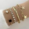 Pulseira de design aberto versátil de nicho de moda europeia e americana, pulseira simples de estrela, conjunto de 4 peças