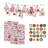 Bolsa de Algodón Bronceada con 12 Patrones Juego Combinado de Navidad 24 Bolsa Decorativa Navideña Digital Bolsillo de Cubo de Algodón Estampado
