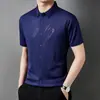 Fábrica Direta Camisa de Seda de Gelo Masculina Verão Manga Curta Casual Antirrugas Não Passa Gelo Sem Costura Manga Curta Branco