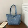 Bolsa de Ombro Tote Jeans Estampada Transfronteiriça 2026 com Laço Bordado de Grande Capacidade Nova Casual para o Dia a Dia Moda