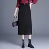 Falda Recta para Commuter para Mujer, Nueva Versión Coreana Otoño-Invierno 2026, Hermosa Falda con Efecto Plisado, Abertura, Línea A, Bodycon