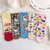 Novidades Primavera e Verão Meias de Gatinho de Cano Médio para Mulheres Versáteis Estilo Cartoon Fofo Gatinho Fofo Absorventes de Suor Resistentes a Odores Meias Sem Costura para Mulheres