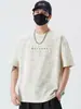 Moda Masculina de Marca Nueva Verano 2025 Camiseta Holgada de Manga Corta con Letras en Relieve, Versátil Casual Solona de Media Manga