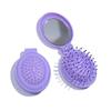 Espejo de bolsillo plegable negro violeta para viaje, portátil, tacto esmerilado, superficie de pintura elástica, con peine, se puede imprimir en lotes pequeños