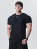 Camiseta Masculina de Manga Curta com Punhos de Textura de Alta Definição Gd - Tops de Cor Pura para Esportes de Verão, Lazer e Treinamento Fitness