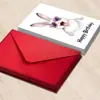 Combinação de Cartão de Aniversário Novo Feliz Transfronteiriço com Envelope Cartão de Aniversário Tamanho Grande Coelho Fofo Aquarela Manuscrito