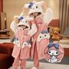 Pijama de invierno grueso con forro polar para niñas, para padres e hijas, camisón lindo y dulce de forro polar de coral, ropa de casa cálida de longitud media