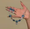 Collar de Cadena para Clavícula Estilo Palacio Retro con Flor Hueca de Pedrería, Borla de Gota de Agua, Conjunto de Accesorios de Moda de Lujo Nicho