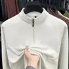 Nuevo Estilo Otoño/Invierno 2026 Transmisión en Vivo Transfronteriza Camiseta de Manga Larga para Hombre con Media Cremallera y Cuello Alto, Sudadera Informal Versátil para Personas de Mediana Edad y Mayores