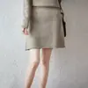 Nuevo Falda Midi de Punto Grueso de Lana Pura de Siete Agujas Otoño/Invierno 2026 para Mujer Falda Corta de Color Sólido con Dobladillo Enrollado Elástica en Cuatro Direcciones