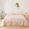 Sábana Bajera de Algodón Puro Color Sólido Simple Estilo Japonés Sábana Bajera Ajustable Pieza Única Colcha de Algodón Puro Individual/Doble 1.5/ 1.8m Ropa de Cama 2025