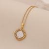 [Ice Cute] Collar con Colgante de Amor de Concha de Imitación Lleno de Diamantes Estrella Geométrico Acero Inoxidable Cadena Clavícula Joyería N1557