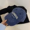 Gorra de béisbol gris retro para mujer, estilo americano, lavada, con gran circunferencia de cabeza, moderna, para otoño e invierno, con visera pequeña y aspecto facial.