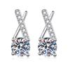 Aretes de Plata Esterlina S925 Color D Ocho Corazones y Ocho Flechas Moissanita Letra X Diamantes Completos Moda Lujo Accesible Elegantes Joyas para la Oreja para Mujer